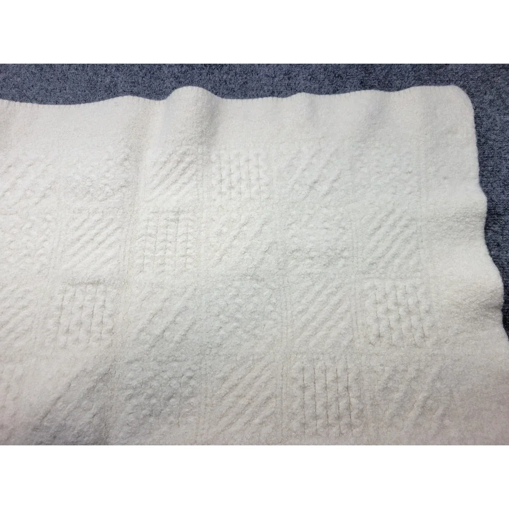 Vintage Aran Mor Ireland Wool Baby Blanket Cream Patchwork 39x35 Ireland Made